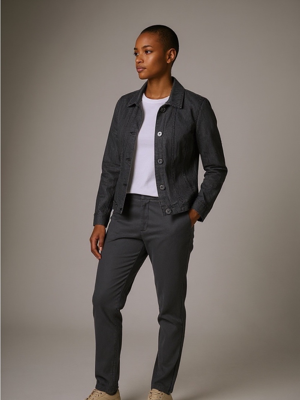 Prana Charcoal Blue Button-Up Jean Jacket